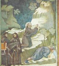 Giottó freskója: Szent Ferenc vizet fakaszt